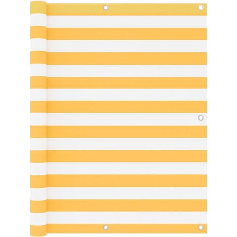 Paravent de balcon, blanc et jaune, 120 x 400 cm, tissu Oxford (1/5)