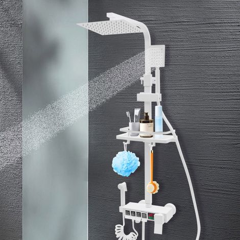 YISSALE -Outillage -Série de douches Piano, système moderne de douche murale, panneau de douche, ensemble de douche, robinet de douche avec 4 orifices et rangement (1/5)