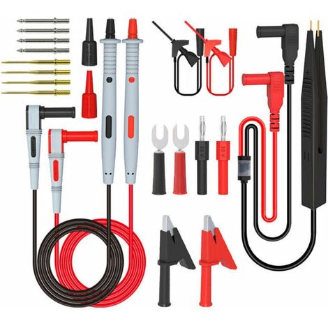 Kit de cables de prueba para multímetro: sondas de prueba eléctricas digitales con pinzas de cocodrilo (1/4)