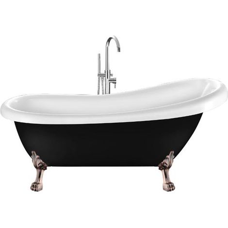 Vasca da bagno freestanding con piedini RICHMOND nera 171 cm Piedini di leone Rame