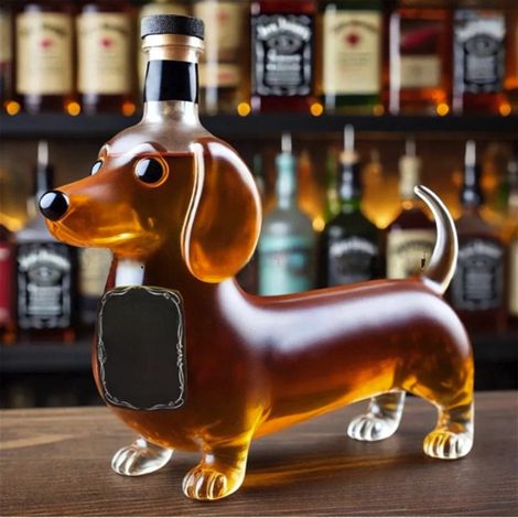 Carafe À Whisky - Verre Borosilicat Soufflé À La Main - Forme De Chien - 300 ml - Décoration De Bar À Domicile (1/5)