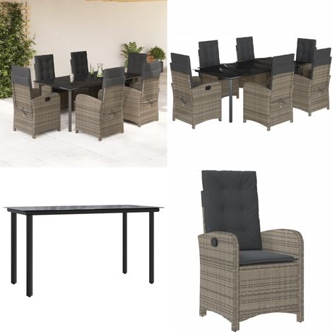 Ensemble à manger de jardin et coussins 7 pcs gris rotin - Chaises de jardin - Table de jardin (1/5)