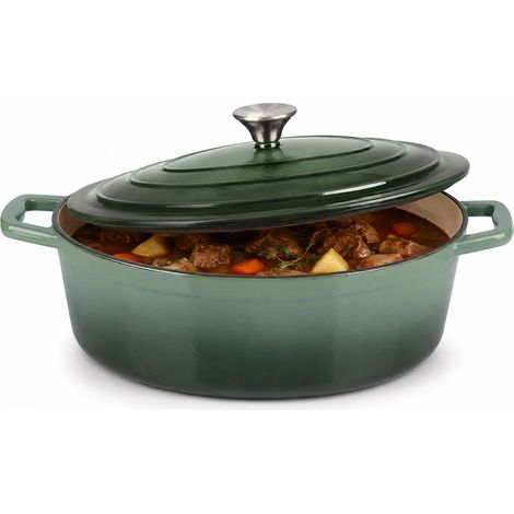 Casseruola Pesante 33 cm Verde Ghisa Pentola Olandese Alta Conservazione Calore (1/5)