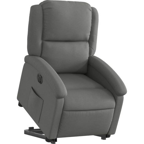 Poltrona relax TV molto comoda con funzione di sollevamento elettrico in tessuto grigio scuro DEC028347