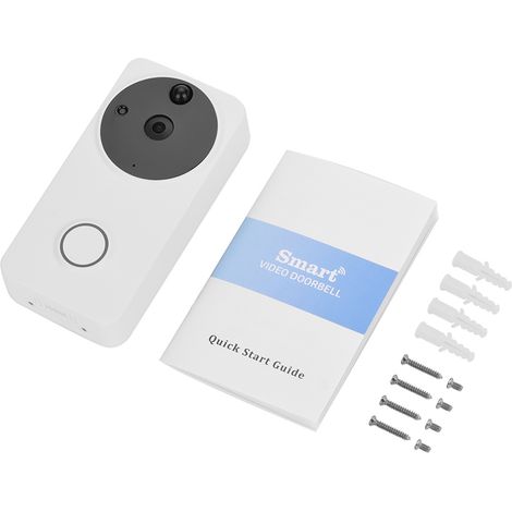 Sonnette vidéo WiFi sans fil, interphone de porte blanc, faible consommation énergétique, alarme domestique (1/5)