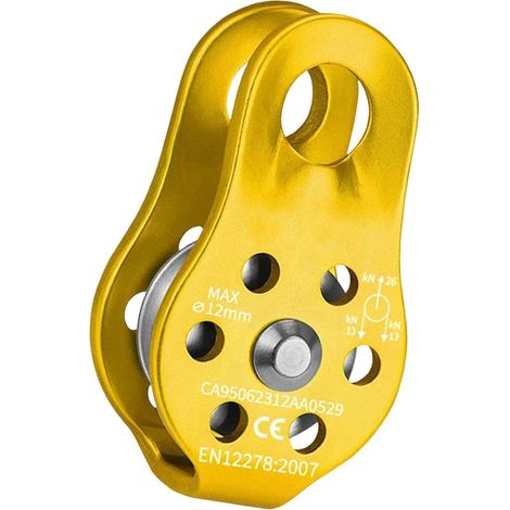 Poulie aluminium 26KN - Compatible cordes 12 mm - Réduction de friction escalade - Antirouille, légère - Pour cordes et ascension-Jaune (1/5)