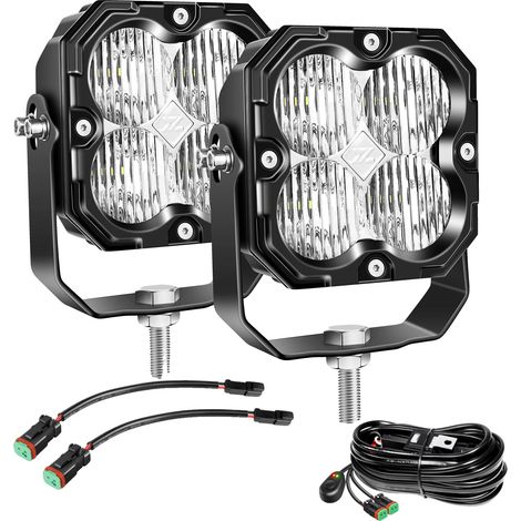 Lámpara de trabajo, 30 W, brillo de 5500 K, 2 focos de 30 W con cable DT, 3000 lúmenes (1/2)