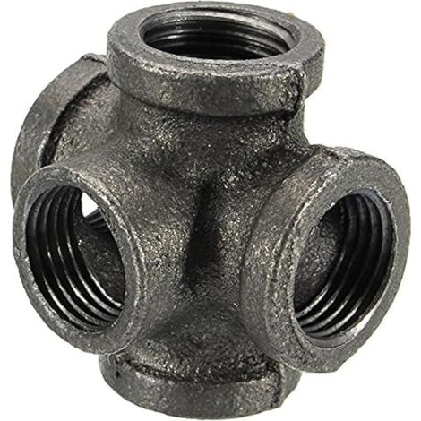 1/2 "3/4" 1 "5 Voies raccord de Tuyau en Fonte malléable Noir connecteur de Tube Femelle croisé - 1/2 Pouce (1/4)