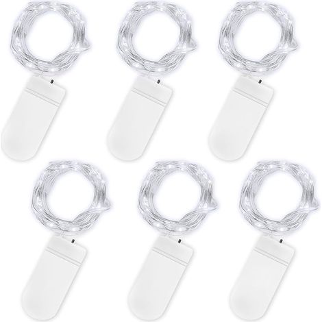 VUSZR LED Mini Lichterkette mit Batterie, 6x20er Micro Lichterkette außen Batterie, 2M DIY kleine Lichterketten Wasserdicht für Party Hochzeit Weihnachten Beleuchtung Deko (Kaltweiß, 6 Pack) (1/5)