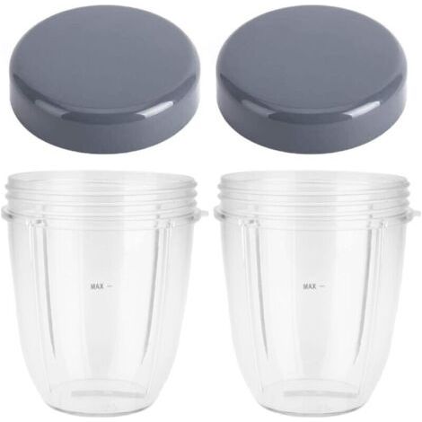 Lot de 2 gobelets de rechange pour mixeur Nutribulletavec couvercle, compatibles avec le mixeur Nutribullet 900 W (1/4)
