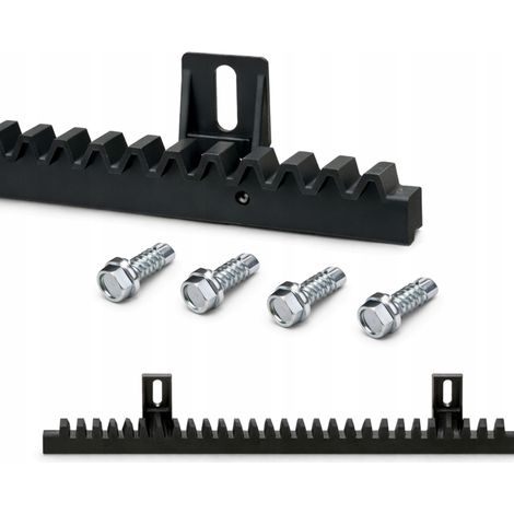 Rail denté composite 1 m - Noir - Pour portails coulissants jusqu'à 2000 kg - Matériau robuste - Âme métallique (1/5)