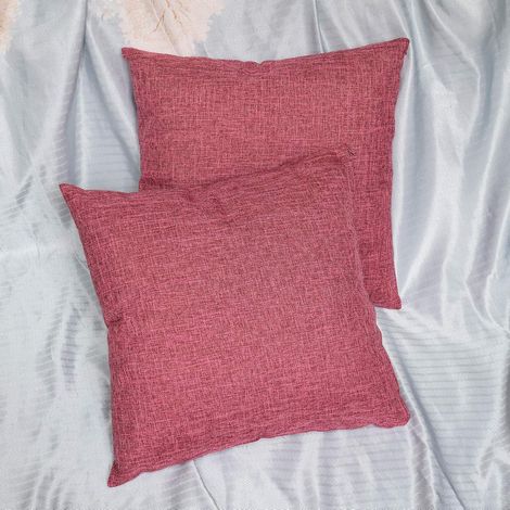 Dos fundas de cojín de lino carmesí para sofá, cojines para sala de estar, reposacabezas, fundas de almohada grandes para respaldo, relleno de algodón/lino no incluido, tamaño 5555 cm. (1/5)