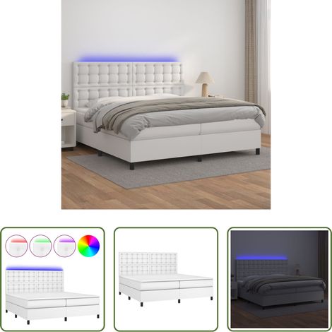 vidaXL Matelas ensaché - Sommier à lattes de lit avec matelas et LED Blanc 200x200 cm (1/5)