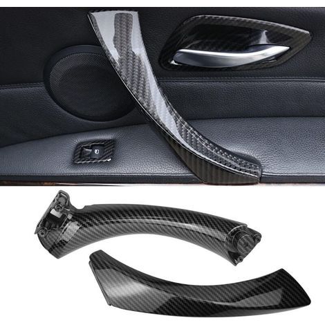 Poignée de porte intérieure droite pour BMW Série 3 E90 E91 E92 E93 323 325 328 330 335, comprenant la poignée et le cache extérieur - fibre de carbone - DOU