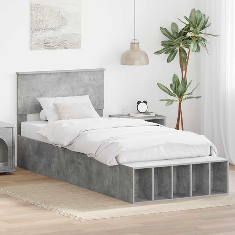 vidaXL Struttura del letto con lo scaffale Grigio cemento 70 x 190 cm
