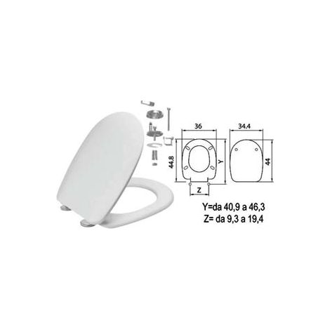 SEDILE WC IN TERMOINDURENTE PASSEPARTOUT BIANCO CERNIERE INOX H050  coprivaso copriwater SANIPLAST