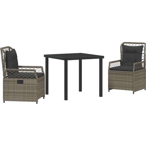 Maison Exclusive - Ensemble de salle à manger pour jardin 3 pcs Gris polyrotin (1/5)