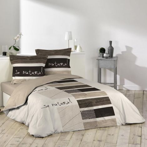 – Bettbezug 200 x 200 cm – 100 % Baumwolle, 42 Fäden/cm² – So Natural Grafikmuster – 2 Kissenbezüge 63 x 63 cm inklusive (1/5)
