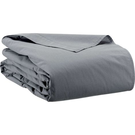 VIVARAISE - Drap plat Vivaraise Calita en coton 100% - Carbone - 240 x 300 cm (1/2)