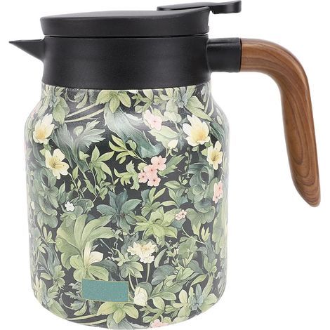 Insulated teapot with infuser, 1000 ml, leakproof, made of 316 stainless steel, floral pattern, digital temperature display, ideal coffee maker for home and travel. (1/5)