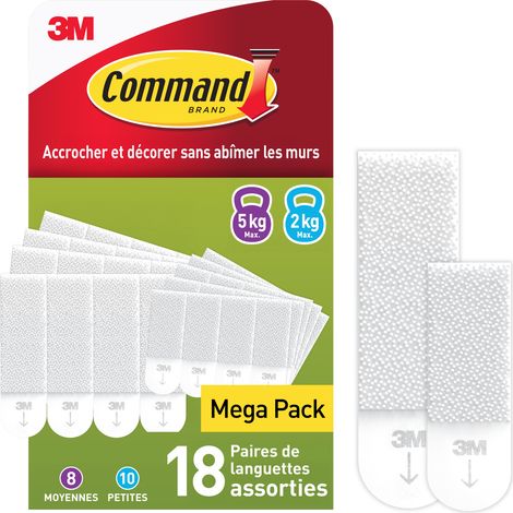 Les Languettes Accroches Tableaux Petit et Moyen Modèles Command™, Blanc