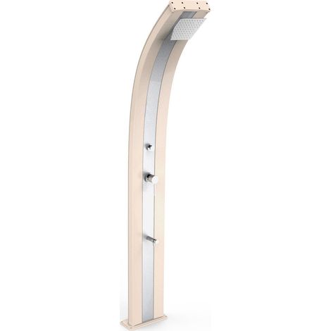 Doccia Solare da Giardino 40L Miscelatore Temporizzato e Lavapiedi Arkema Dada Fascia Inox Champagne Bronze