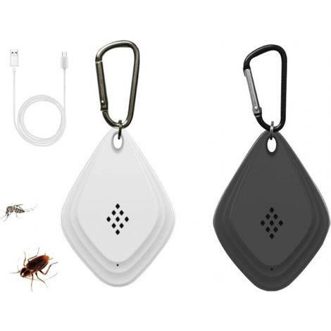 pièces (blanc + noir) répulsif anti-moustiques à ultrasons portable répulsif anti-moustiques électronique tueur de moustiques électronique chargement USB, pratique et portable pour anti-moustiques ant (1/5)