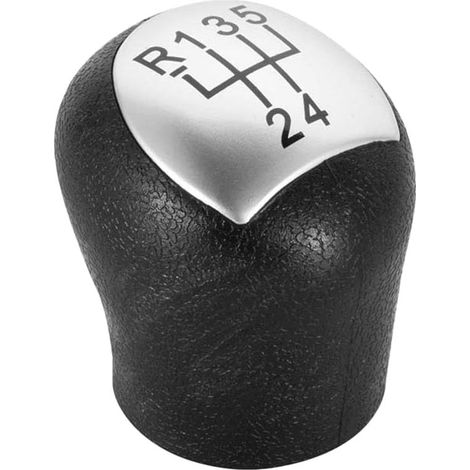 Pommeau de levier de vitesses pour boîte 5 rapports, compatible Renault Clio 2 Phase 2 et Kangoo, pièce détachée avec capuchon noir et argent (1/5)
