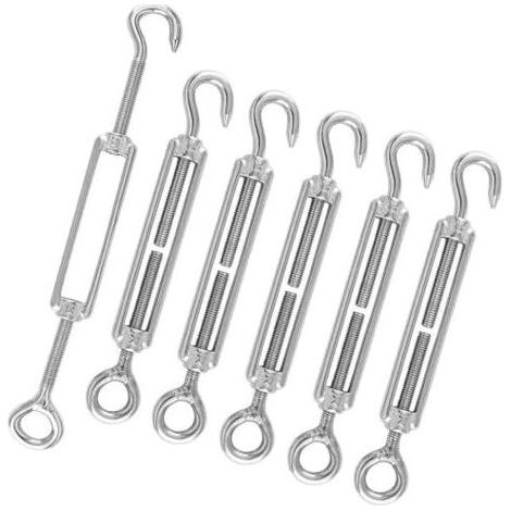 M6 Tendeur de Câble, Fixation pour Voile D'ombrage, 304 Inoxydable d'Ombrage OC, Crochets Pivotants Réglables CC, 6 Pièces, Cordes, Argent M6-OC Stück (1/5)