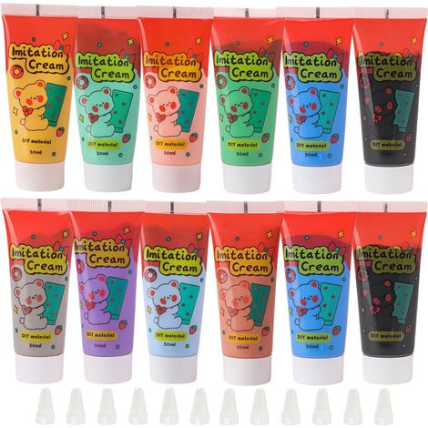Lot de 12 pièces de colle crème imitation crème fouettée pour miroir, bricolage, artisanat, colle en argile crème (1/5)