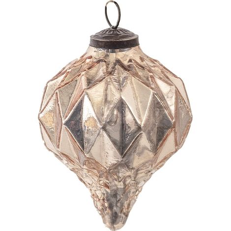 Boule de Noël en Verre Rose 11 cm - Décoration Festive pour Sapin au Style Rural - PANGIVO (1/3)