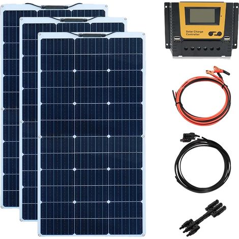 Kit de panneaux solaires, panneaux flexibles 200 W, compatibilité batterie 12 V, kit 300 W (1/2)
