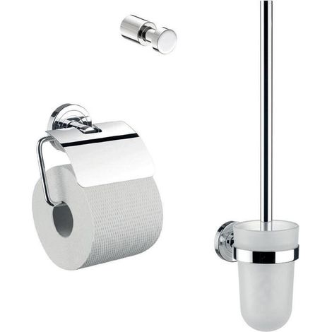 emco polo WC-Set, Papierhalter, Bürstengarnitur, Haken, chrom, (1/2)
