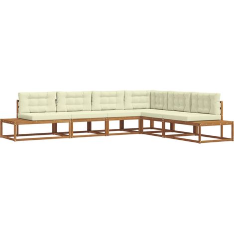 Outdoor-Sofagarnitur Natur und Creme vidaXL