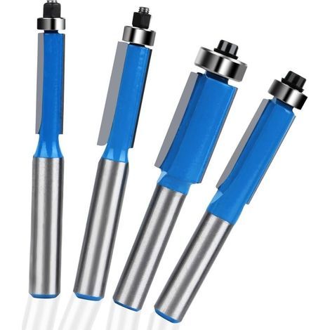 Set de 4 fraises à défoncer 8mm – Carbure YG6 pour bois dur – Roulement supérieur – Coupes nettes et précises (1/5)