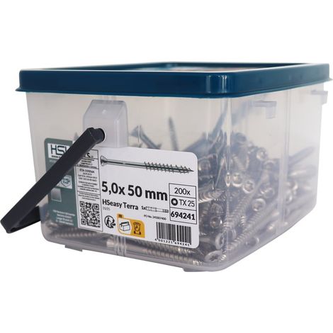 HSeasy Terra Terrassenschrauben TX 25 Ø 5,0 x 50 mm - 200 Stk. Terrassenschraube (1/2)