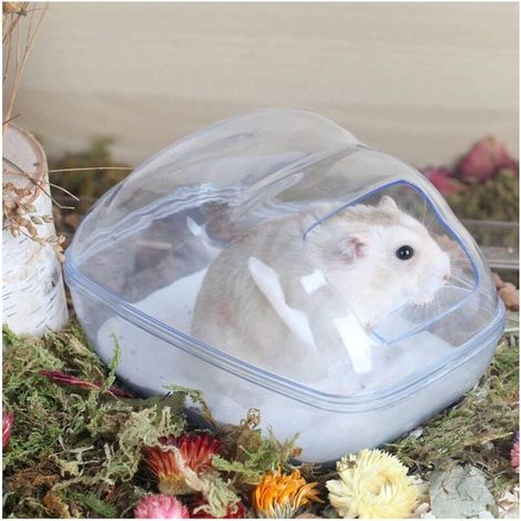 Bain de sable pour hamster, récipient de bain de sable sec, adapté aux chinchillas, ours dorés, gerbilles (bleu, 1 pièce) (1/4)