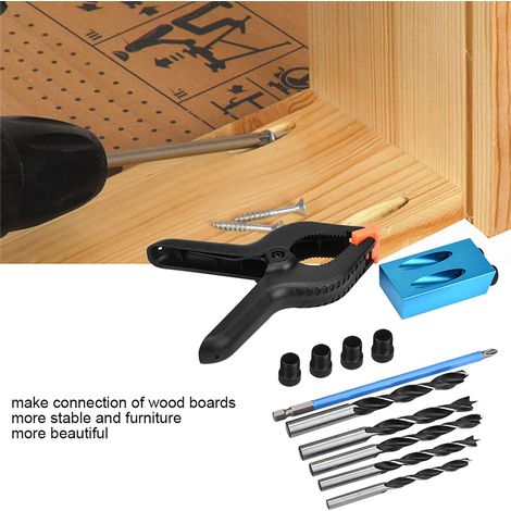 Kit de perçage pour trous de poche à 15° (34 pièces) : guide de perçage oblique pour le travail du bois, outil de positionnement et de localisation. (1/5)