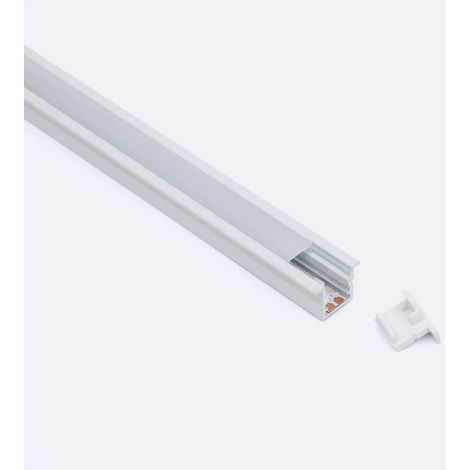 Profilo in Alluminio con Coperchio Continuo da Incasso Stretto 2m per Strisce LED fino a 6 mm Bianco traslucido Bianco 2 m