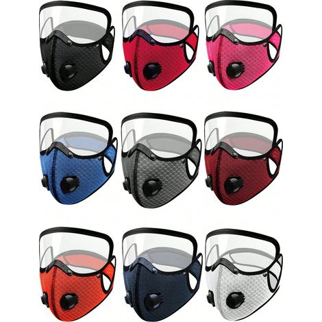 Masque de Protection pour Cyclisme avec Écran Facial, Filtre Anti-Poussière et Lentilles Amovibles, Demi-Masque en Charbon Actif Anti-Buée, Réutilisable (1/5)
