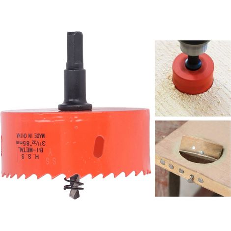 La scie cloche bimétallique HSS avec un mandrin robuste est utilisée pour fabriquer des plaques de cornhole, du bois, du PVC, des plaques de plâtre, de l'aluminium et du métal (3-1 1/32"). (1/5)