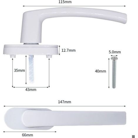 Poignée de fenêtre - - Aluminium Massif - Design Miroir Blanc - Fixation Dissimulée - 2 pièces (1/4)