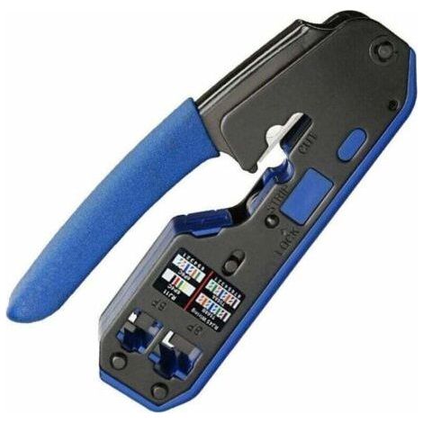 Professional RJ45 Crimper - Cat 7 Crimper Tool with Cat6 Jack - Ergonomic Design for Fatigue Reduction - 1 Piece (1/4)