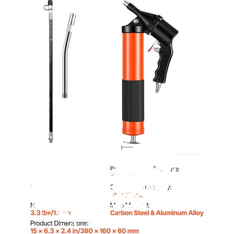 Ingrassatore, 6000 PSI, impugnatura a pistola, 14 oz (1/2)