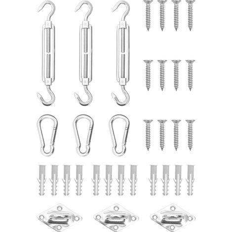 Jeu d'accessoires de voile d'ombrage 9 pcs Acier inoxydable