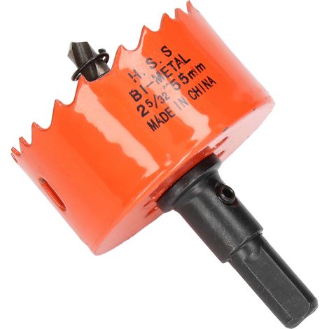 Foret scie cloche à dents acérées, évacuation facile des copeaux, acier rapide haute dureté avec alésage pour bois et métal, 55 mm (2‑5/32 po)