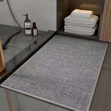 Tapis D'Entrée Anti-Dérapant - Tapis Absorbant En Polyester - Pour Intérieur Hall Entrée Cuisine Jardin - 60 x 40 cm - Gris (1/5)