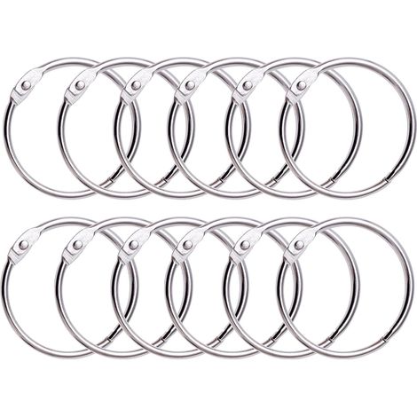 12 Duschvorhangringe mit Metallhaken, 50 mm Öffnung, runde Ringe für Vorhänge, Badezimmer, Haushalt, Aktenschränke – Metallic-Farbe (1/3)