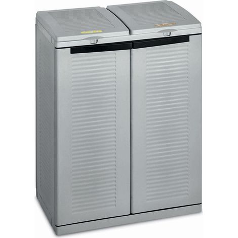 Armadio Per Raccolta Differenziata 68x39x88,7 cm 2 Ante in Polipropilene Ecocab Grigio