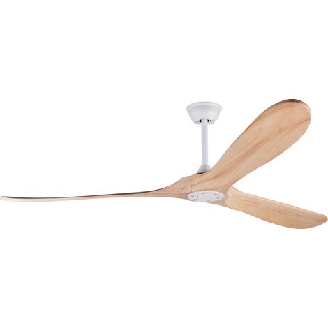 ELVMI Ventilador de Techo sin Luz, 6 Velocidades con Mando, de Metal y Madera Blanco Natural (1/5)